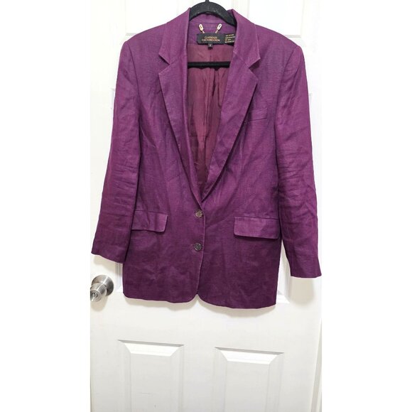 Classiques for Nordstrom Women's S Purple 100% Linen Blazer Jacket Two-Button - Picture 2 of 9